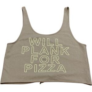 Aerie OFFLINE Will Plank For Pizza Crop Tank Top Green Tie Back Size Small‎ New